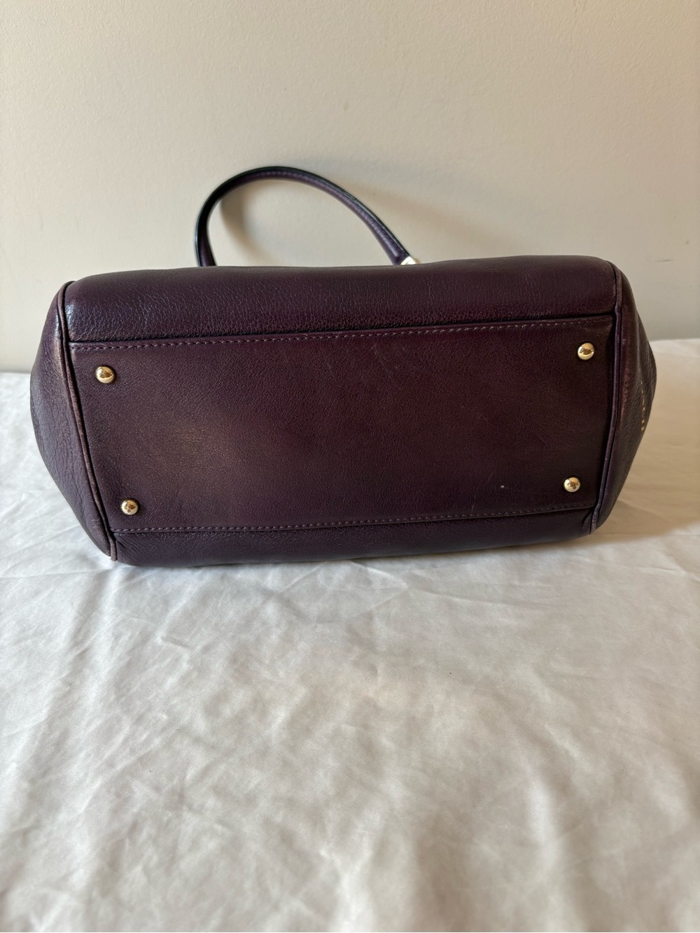 Coach Madison Mini Leather Satchel Handbag in Deep Plum - Picture 7 of 8